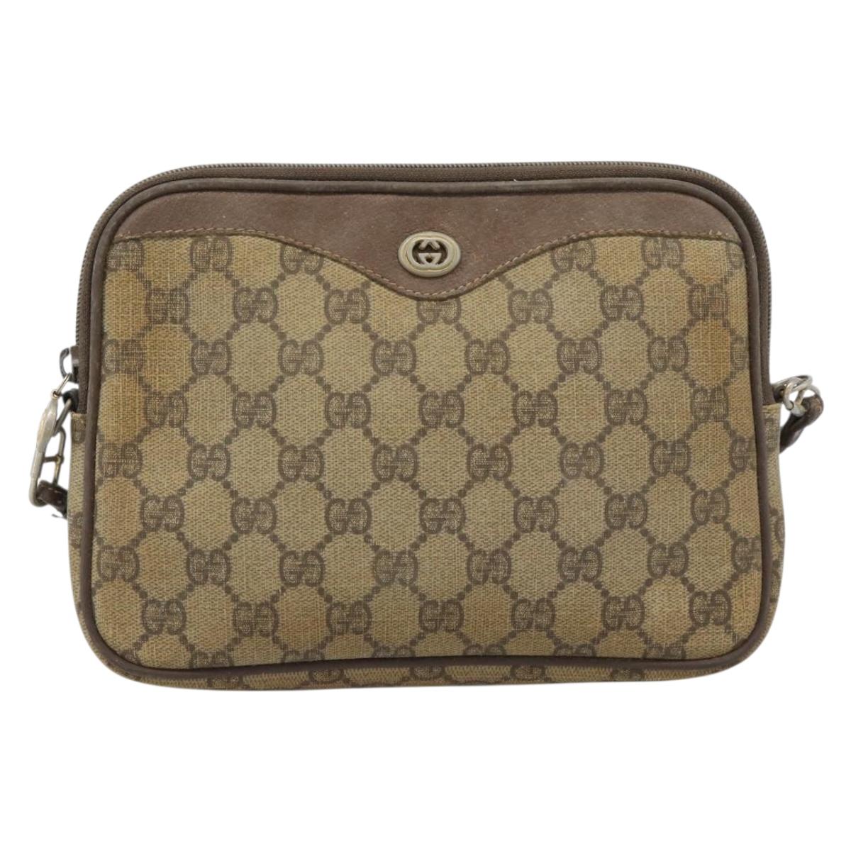 GUCCI GG Supreme Shoulder Bag PVC Beige Gold 97 02 068 Auth 187354