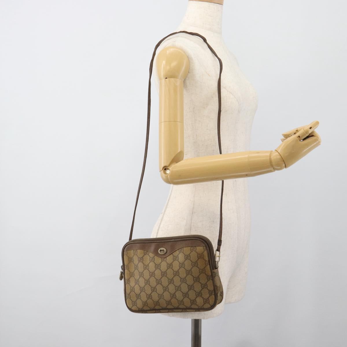 GUCCI GG Supreme Shoulder Bag PVC Beige Gold 97 02 068 Auth 187354