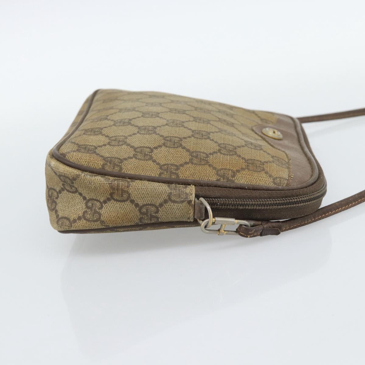 GUCCI GG Supreme Shoulder Bag PVC Beige Gold 97 02 068 Auth 187354