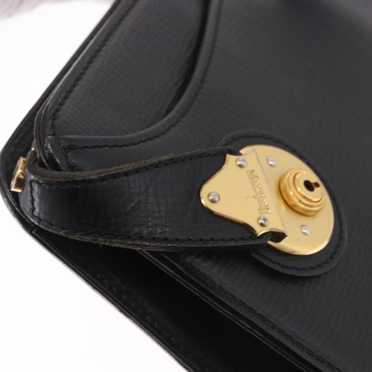 Burberrys Business Bag Leather Black Gold Auth 187355