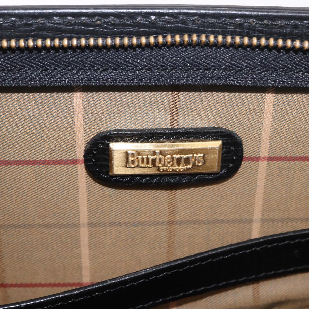 Burberrys Business Bag Leather Black Gold Auth 187355