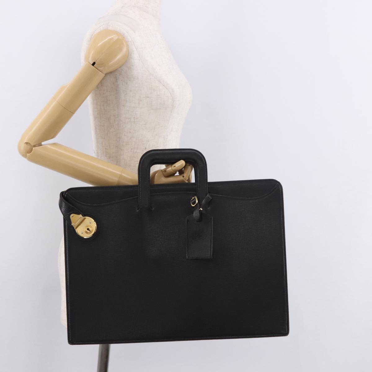 Burberrys Business Bag Leather Black Gold Auth 187355