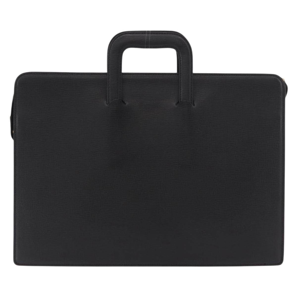 Burberrys Business Bag Leather Black Gold Auth 187355