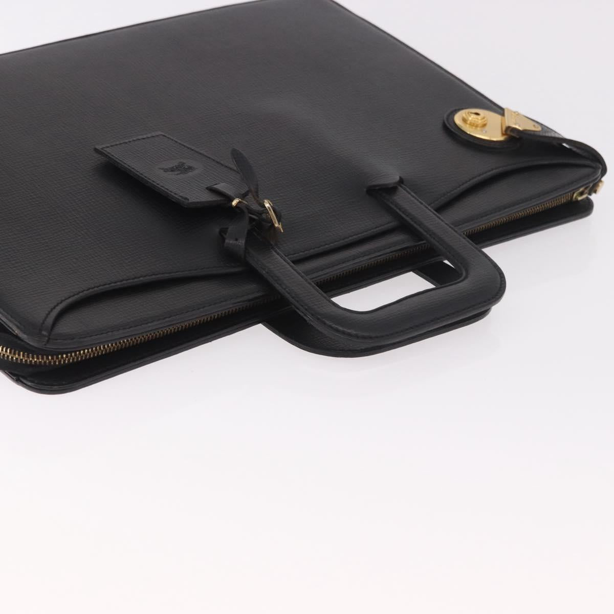 Burberrys Business Bag Leather Black Gold Auth 187355
