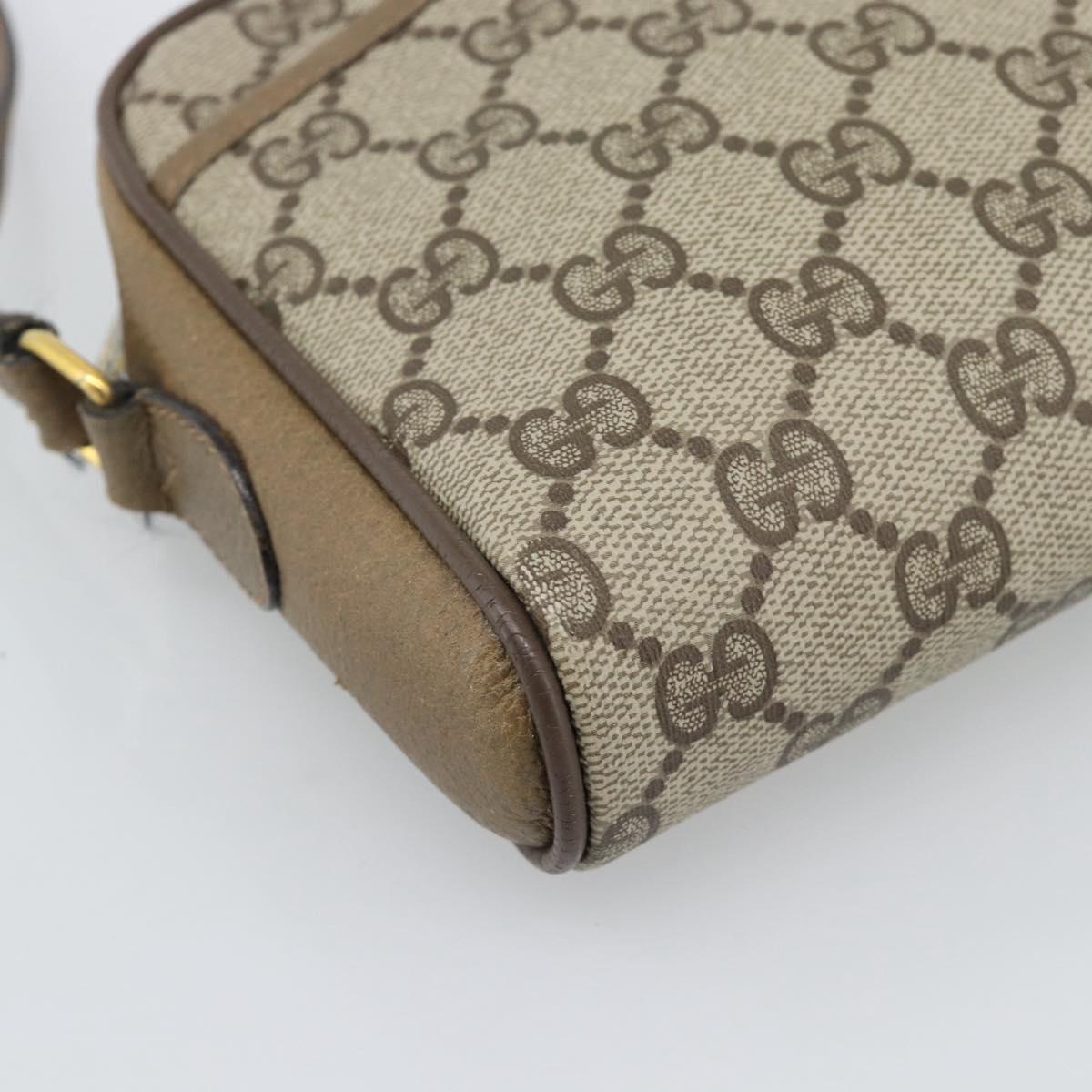 GUCCI GG Supreme Web Sherry Line Bag PVC Beige Gold 116 02 089 Auth 187357