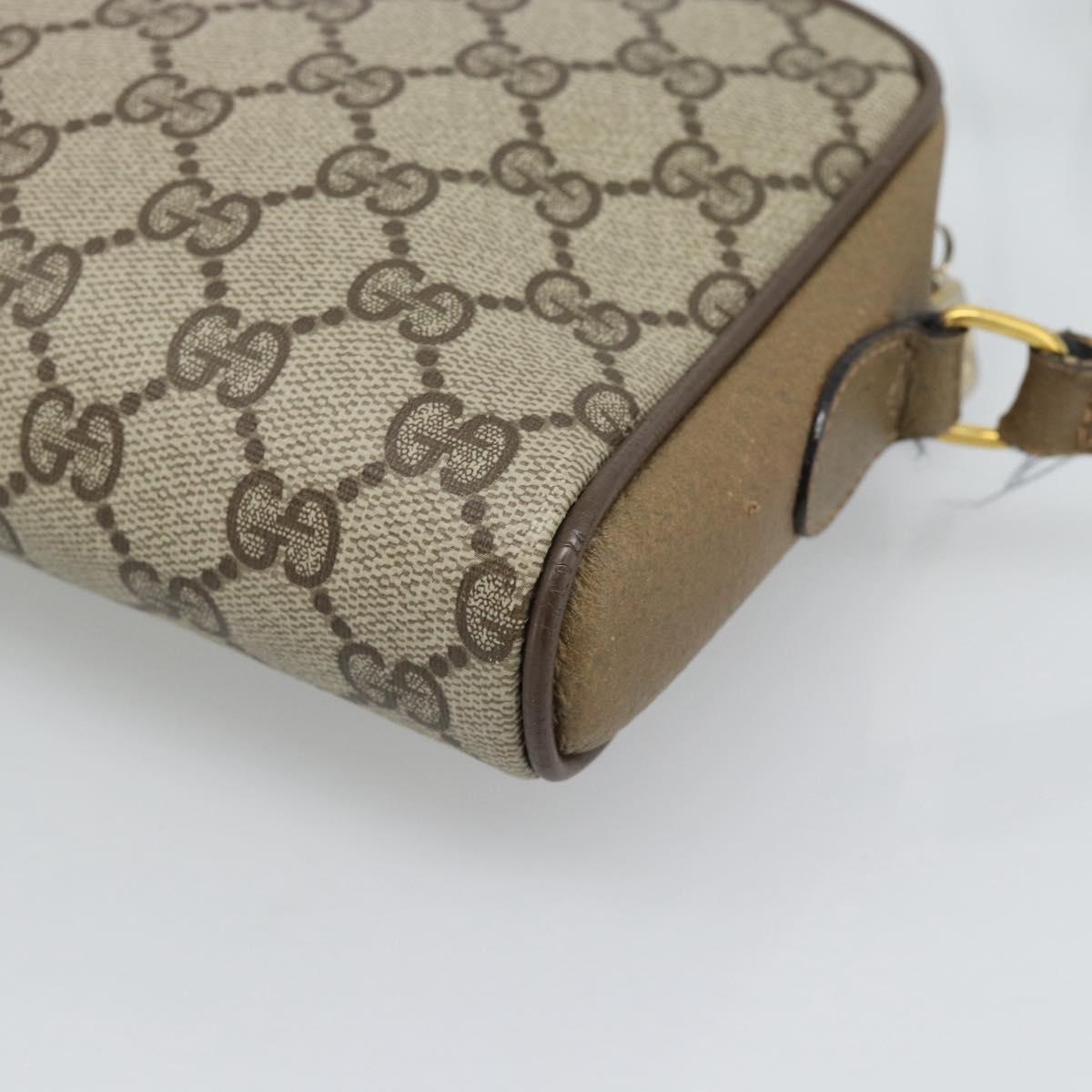 GUCCI GG Supreme Web Sherry Line Bag PVC Beige Gold 116 02 089 Auth 187357