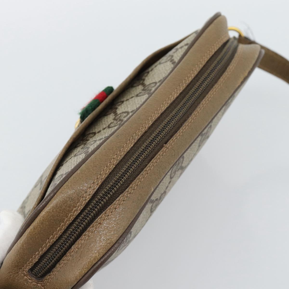 GUCCI GG Supreme Web Sherry Line Bag PVC Beige Gold 116 02 089 Auth 187357