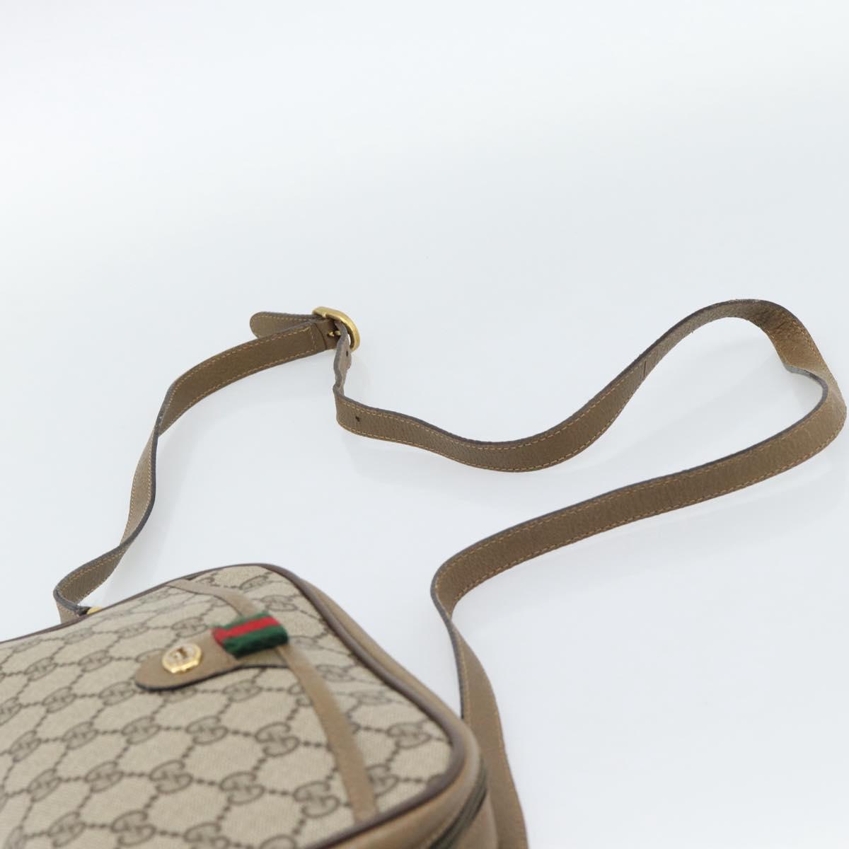 GUCCI GG Supreme Web Sherry Line Bag PVC Beige Gold 116 02 089 Auth 187357