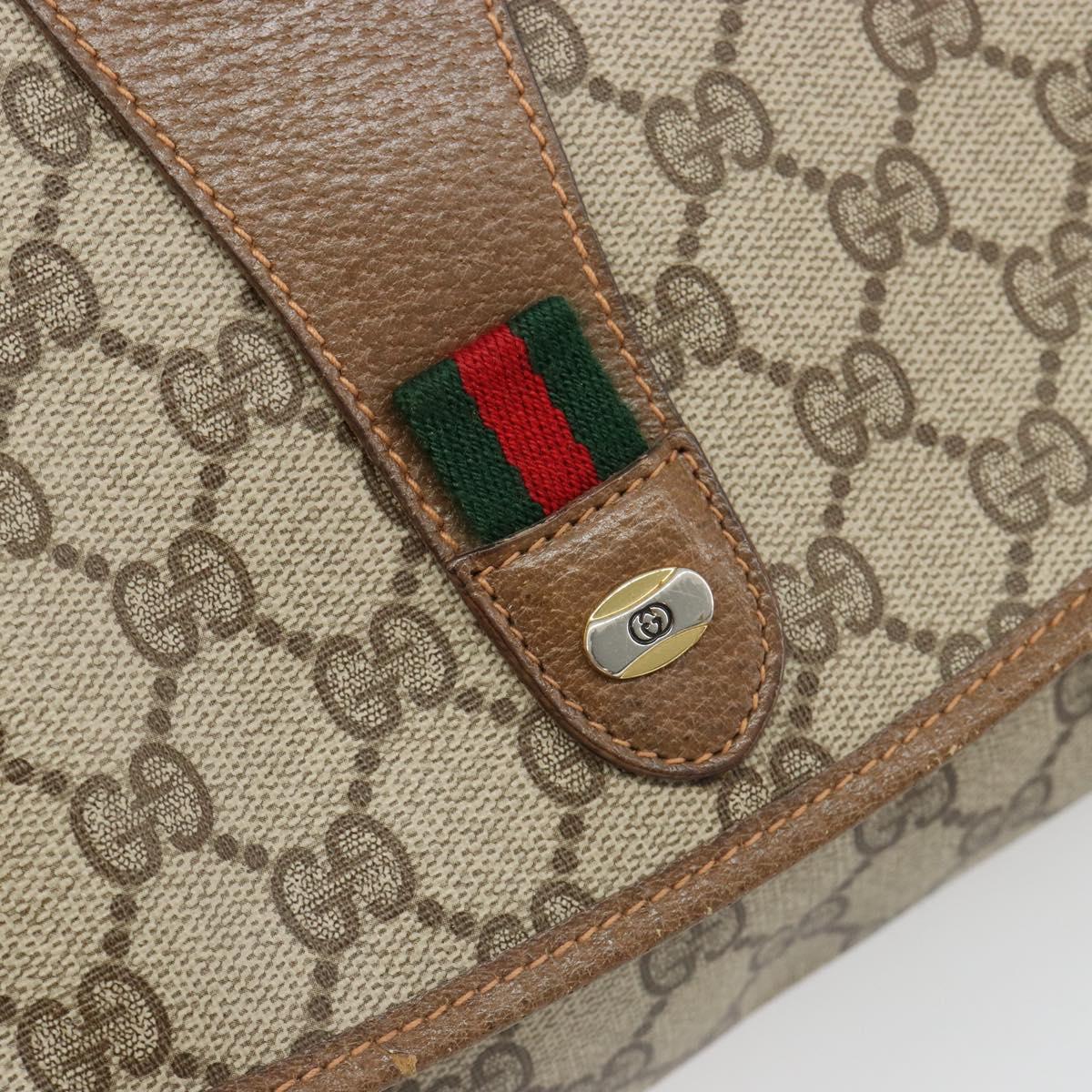 GUCCI GG Supreme Web Sherry Line Clutch Bag PVC Beige 89 01 030 Auth 187358