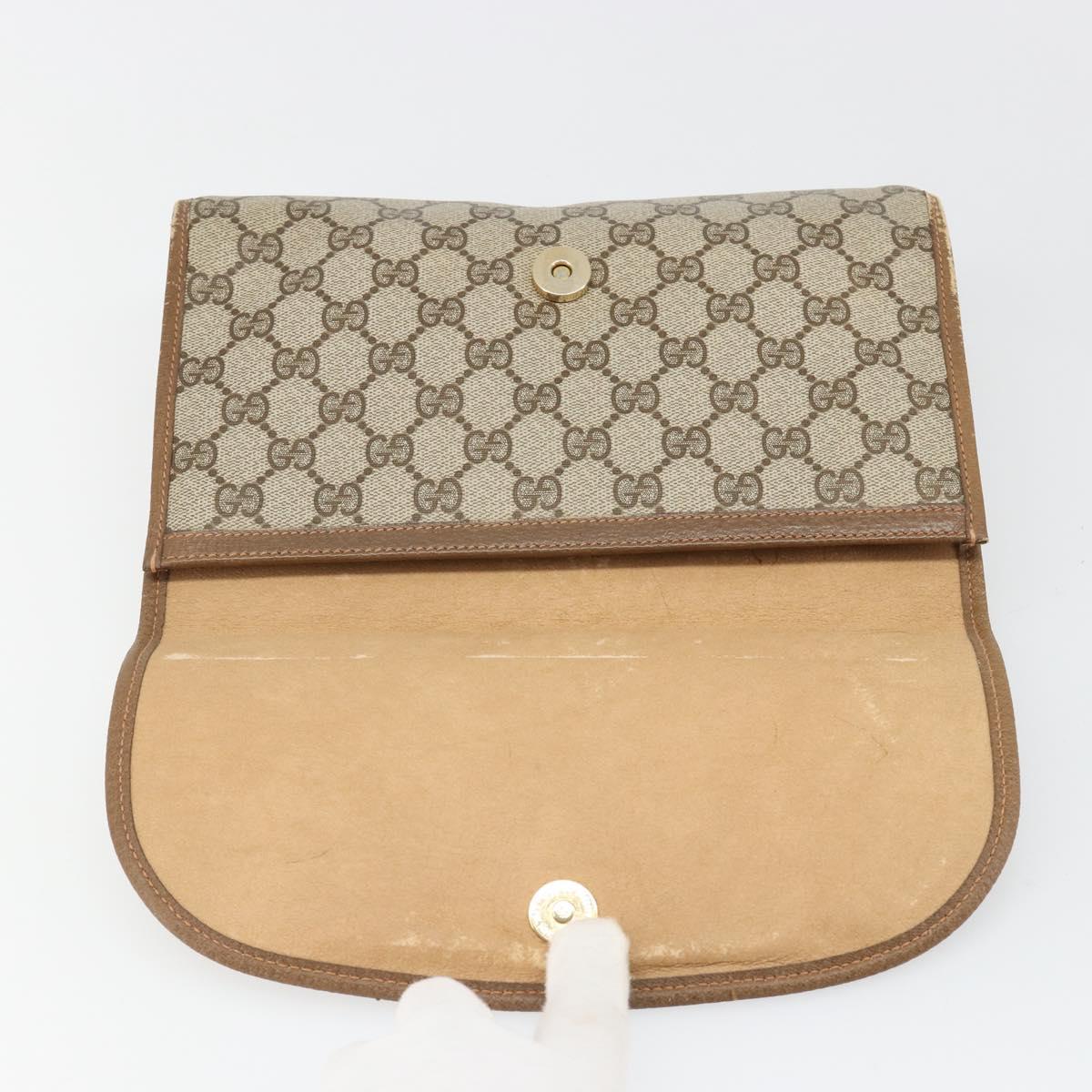 GUCCI GG Supreme Web Sherry Line Clutch Bag PVC Beige 89 01 030 Auth 187358