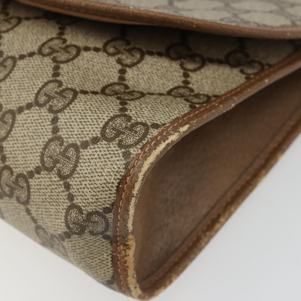 GUCCI GG Supreme Web Sherry Line Clutch Bag PVC Beige 89 01 030 Auth 187358