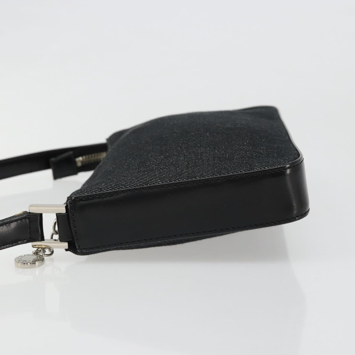 BVLGARI Shoulder Bag Canvas Black Silver Auth 187359