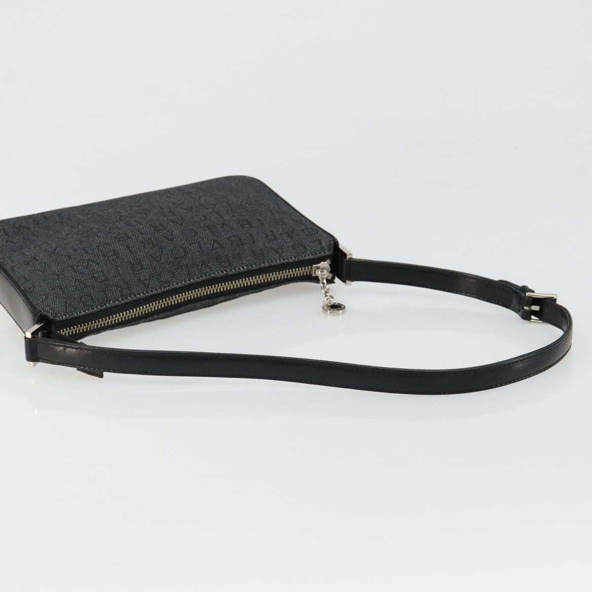 BVLGARI Shoulder Bag Canvas Black Silver Auth 187359