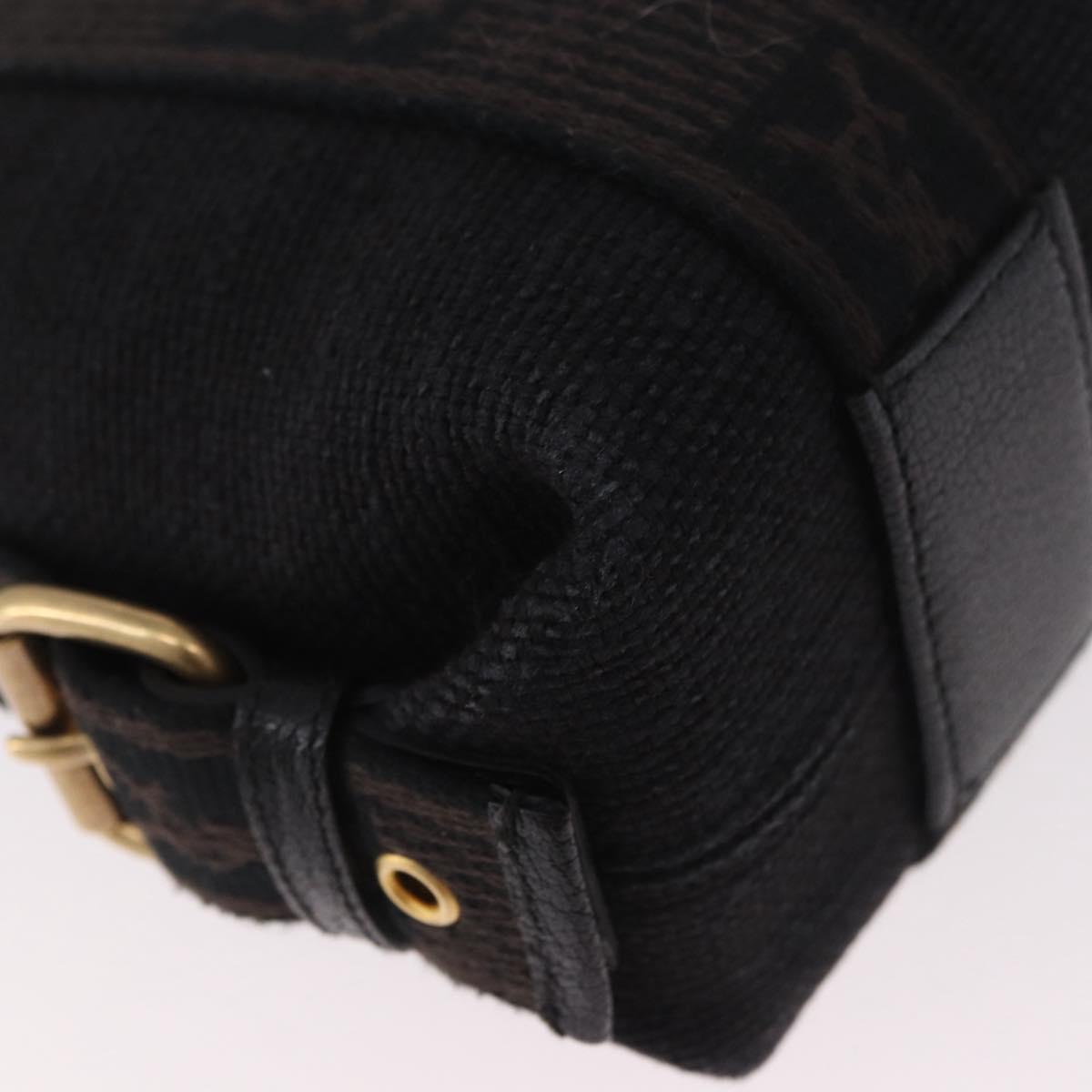 SAINT LAURENT Kahala Hand Bag Canvas Black Gold Auth 187360A