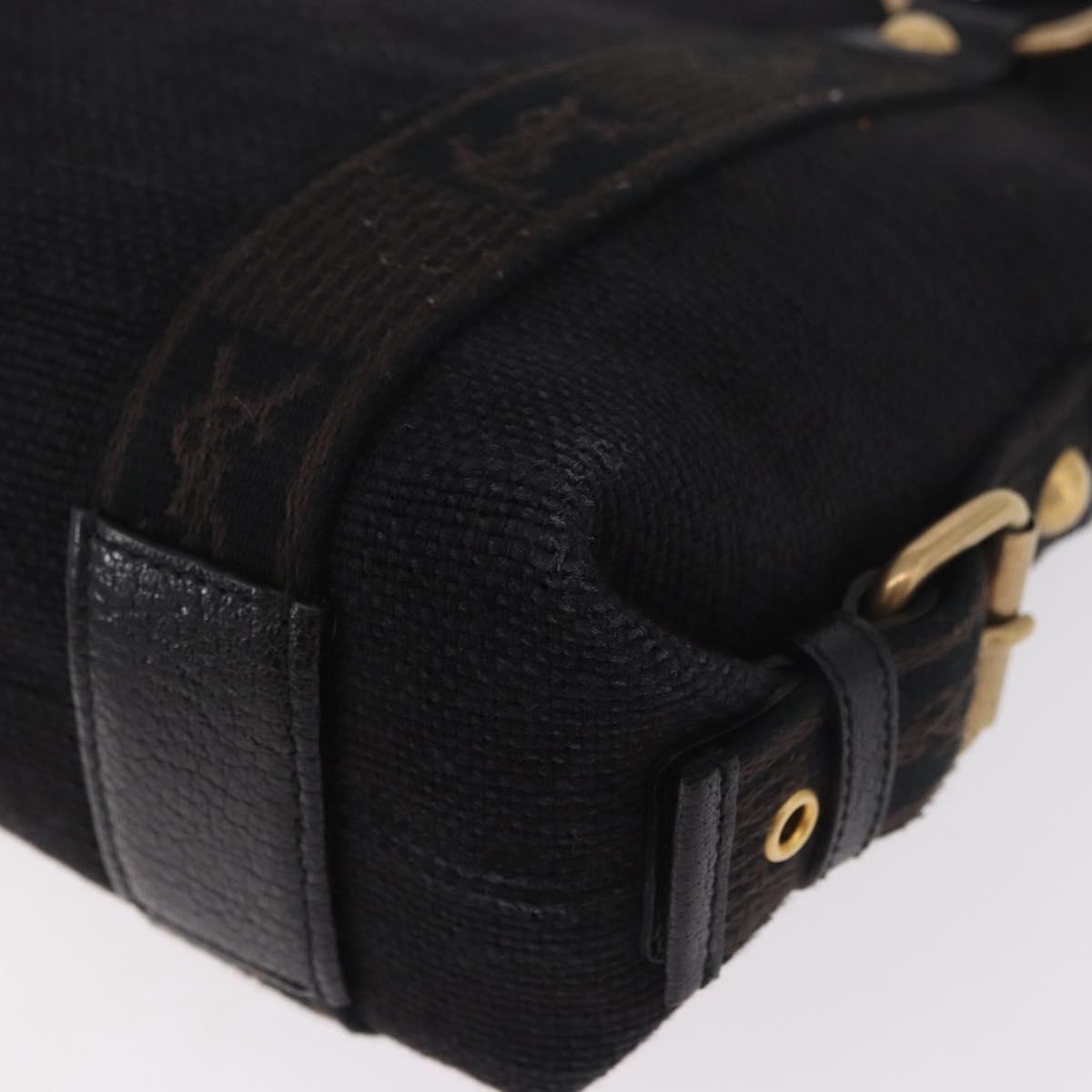 SAINT LAURENT Kahala Hand Bag Canvas Black Gold Auth 187360A