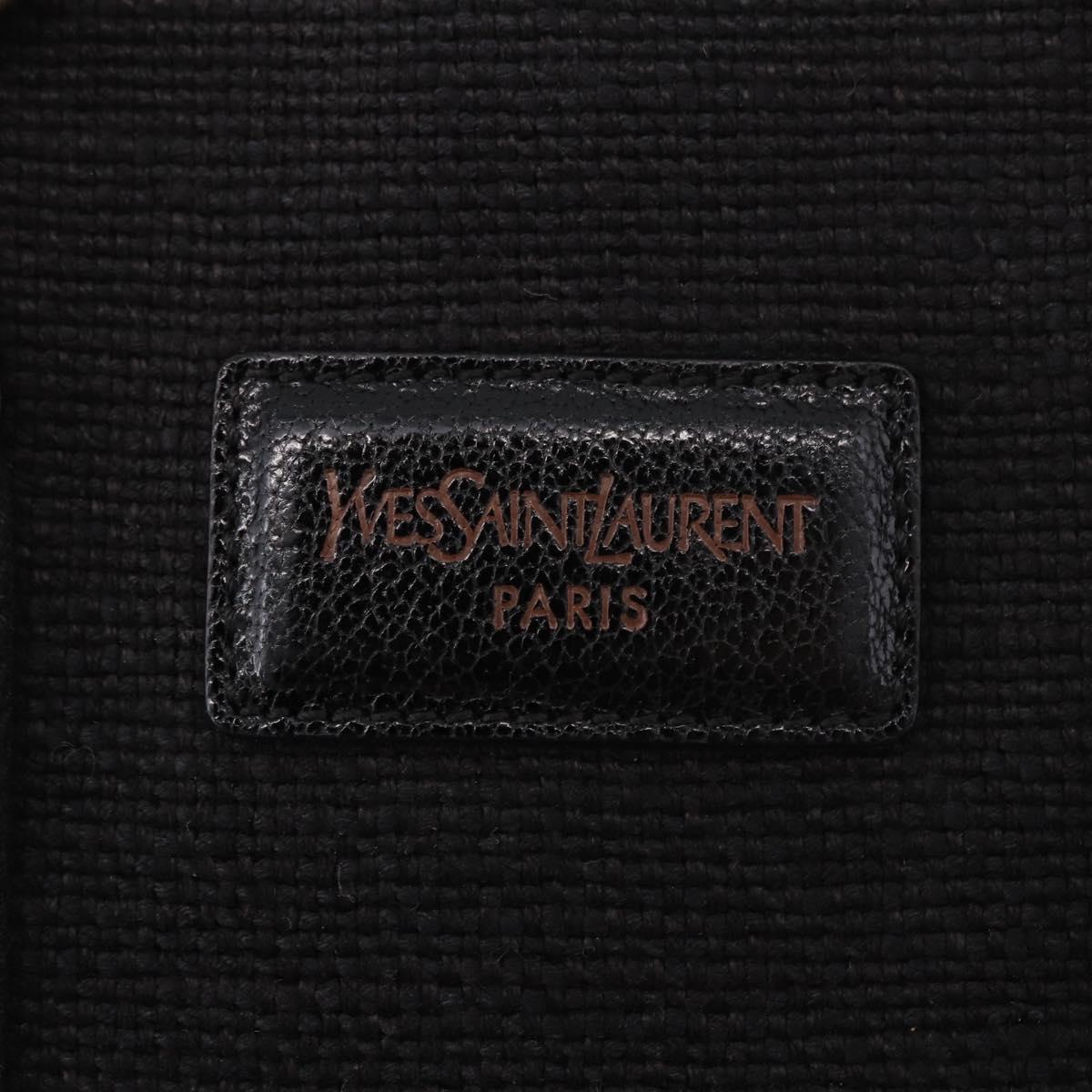 SAINT LAURENT Kahala Hand Bag Canvas Black Gold Auth 187360A