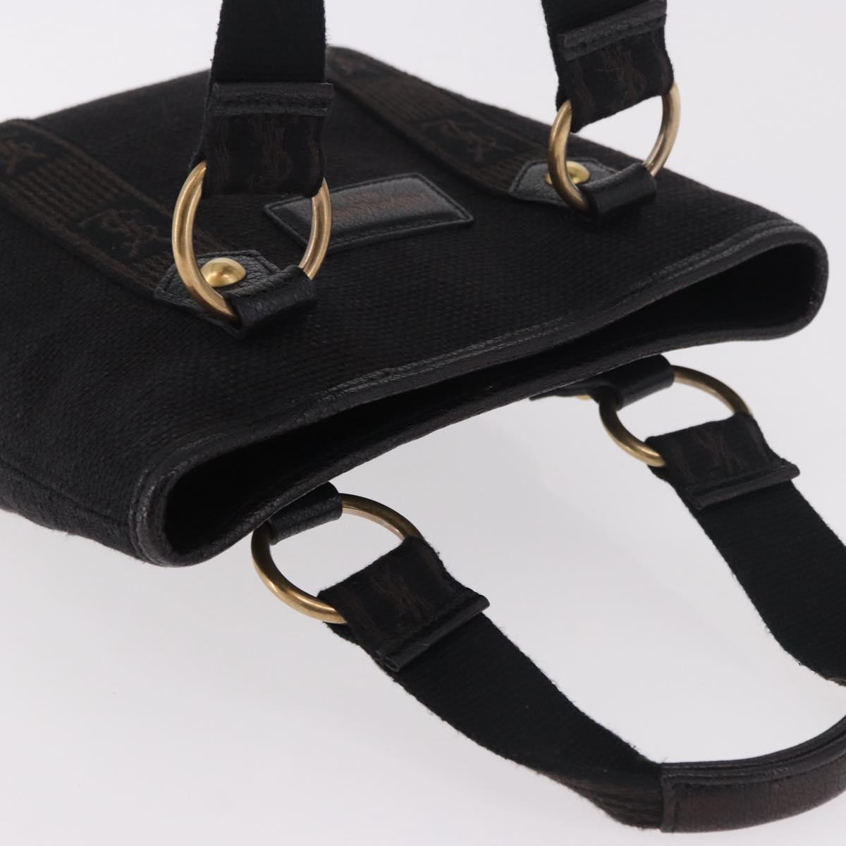 SAINT LAURENT Kahala Hand Bag Canvas Black Gold Auth 187360A