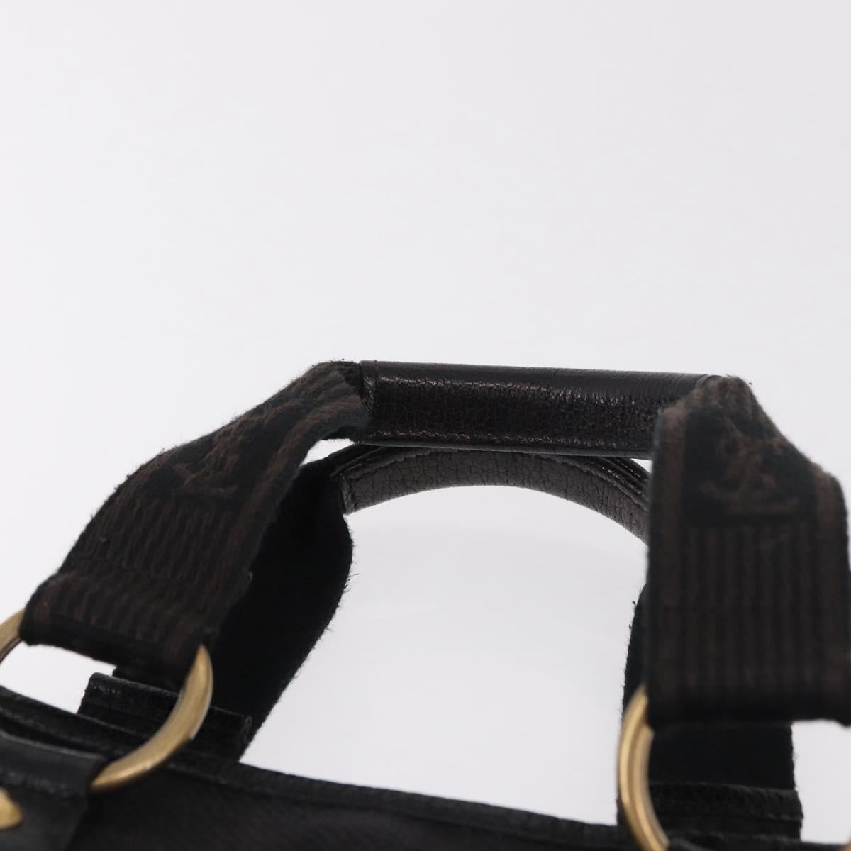 SAINT LAURENT Kahala Hand Bag Canvas Black Gold Auth 187360A