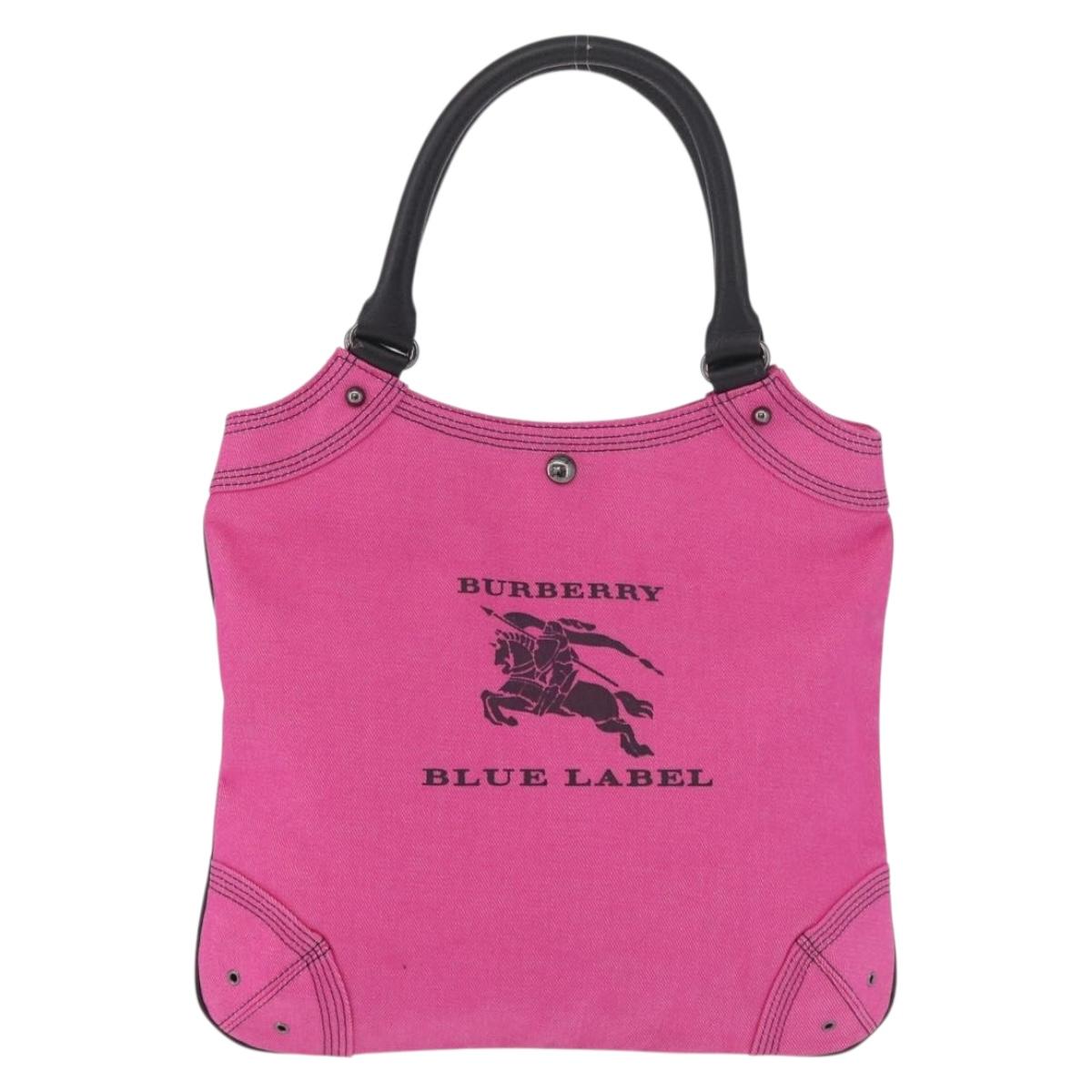 BURBERRY Blue Label Hand Bag Canvas Pink Auth 187361A