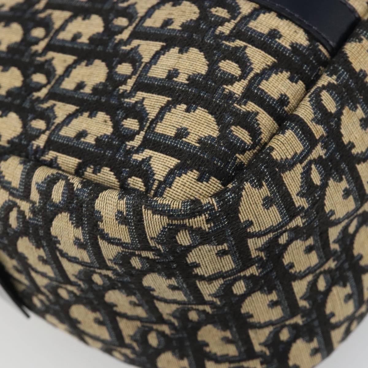 Christian Dior Trotter Canvas Mini Boston Bag Navy Gold Auth 187362A