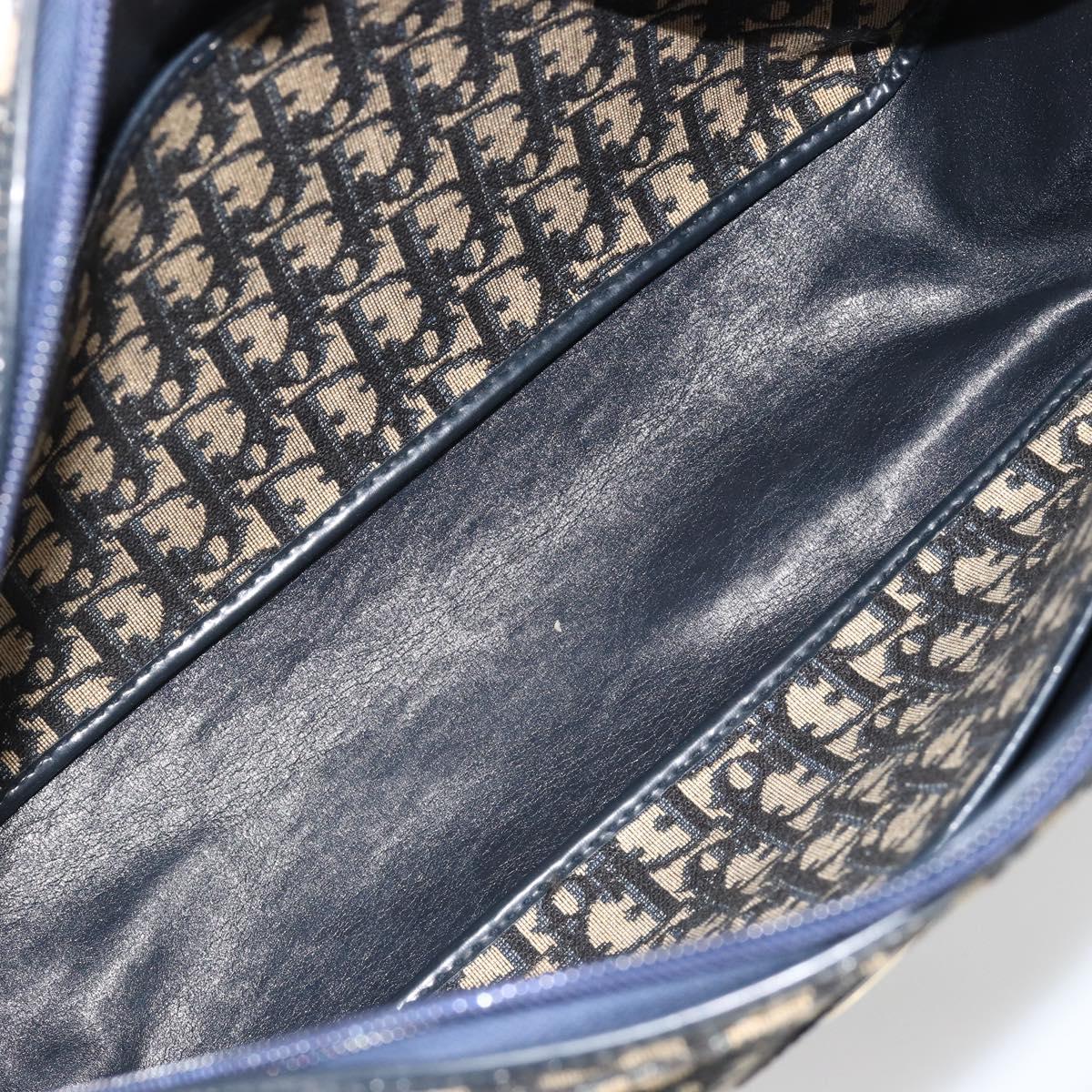 Christian Dior Trotter Canvas Mini Boston Bag Navy Gold Auth 187362A