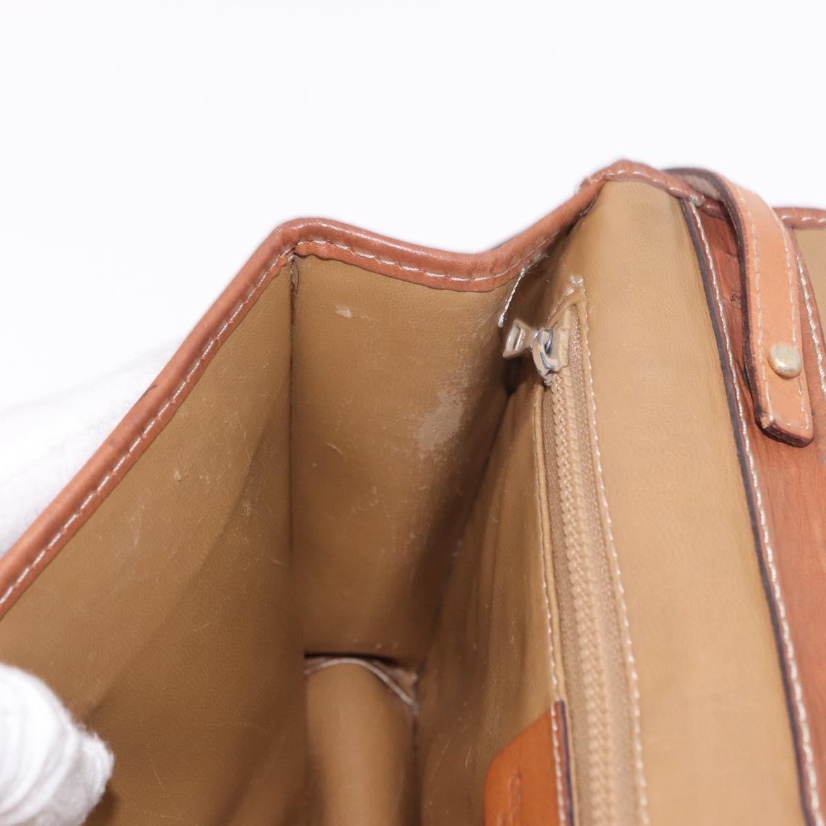 CELINE Macadam Canvas Shoulder Bag PVC Leather Beige Gold Auth 187364