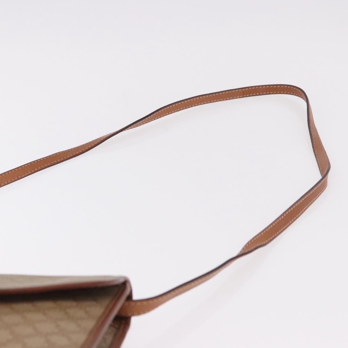 CELINE Macadam Canvas Shoulder Bag PVC Leather Beige Gold Auth 187364