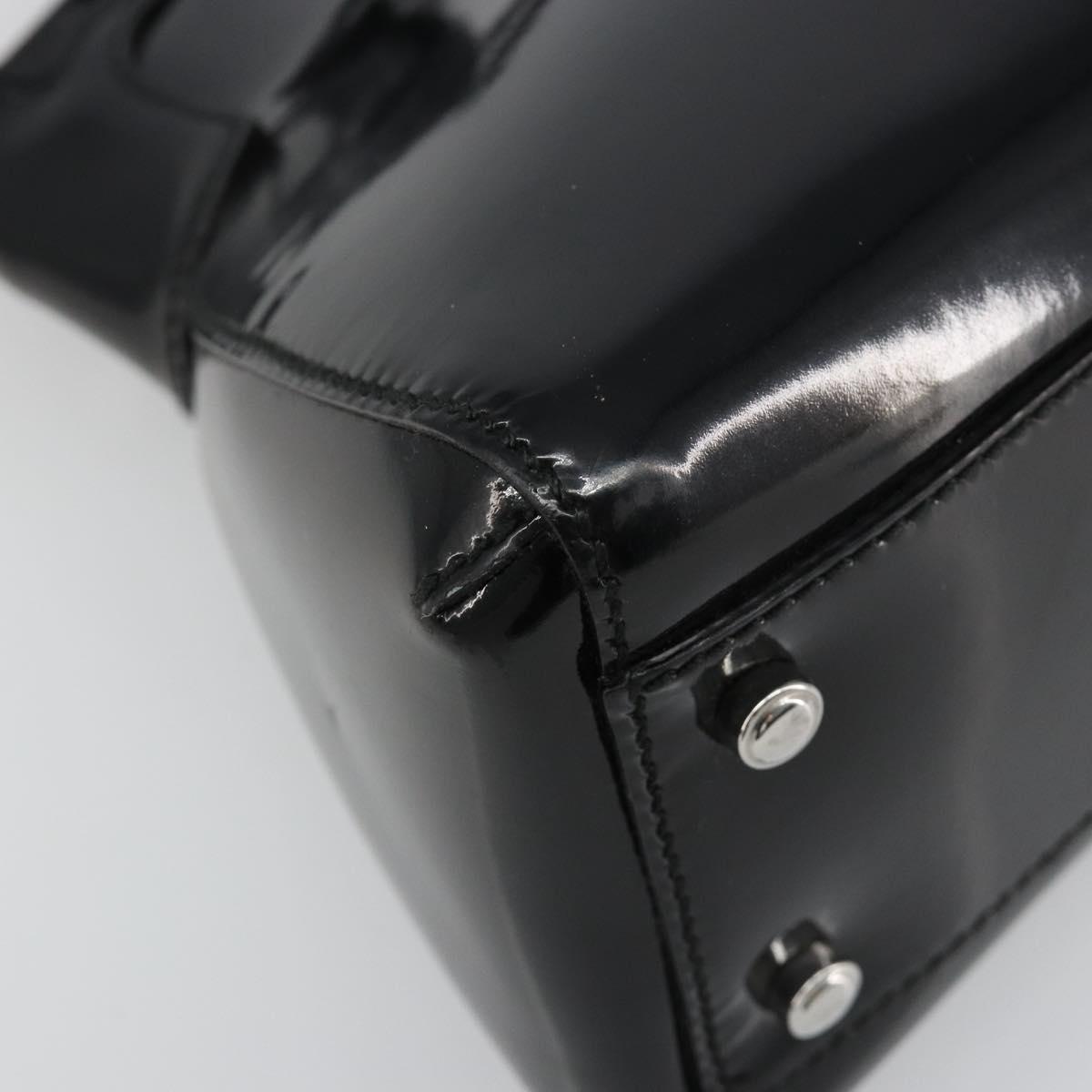 CARTIER Marcello Hand Bag Patent Leather Black Silver Auth 187367A