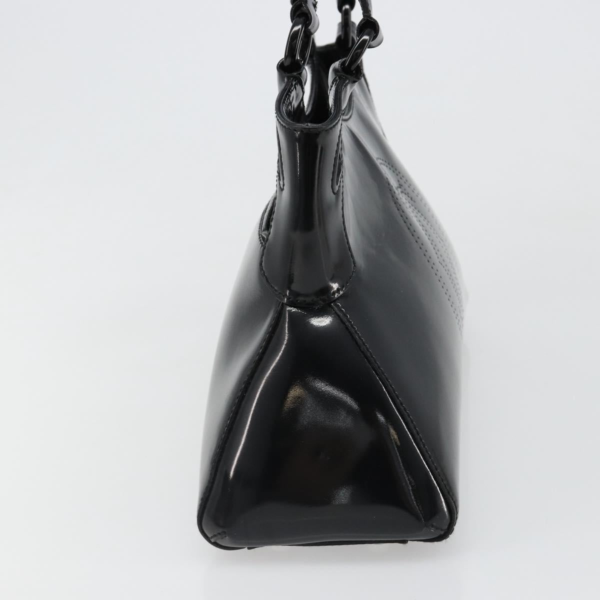 CARTIER Marcello Hand Bag Patent Leather Black Silver Auth 187367A