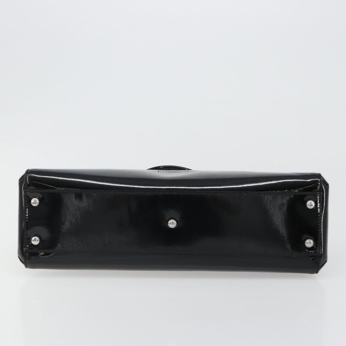 CARTIER Marcello Hand Bag Patent Leather Black Silver Auth 187367A