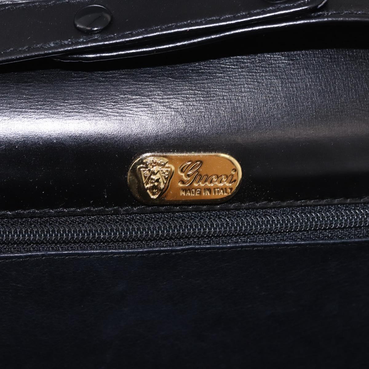 GUCCI Shoulder Bag Leather Black Gold Auth 187368