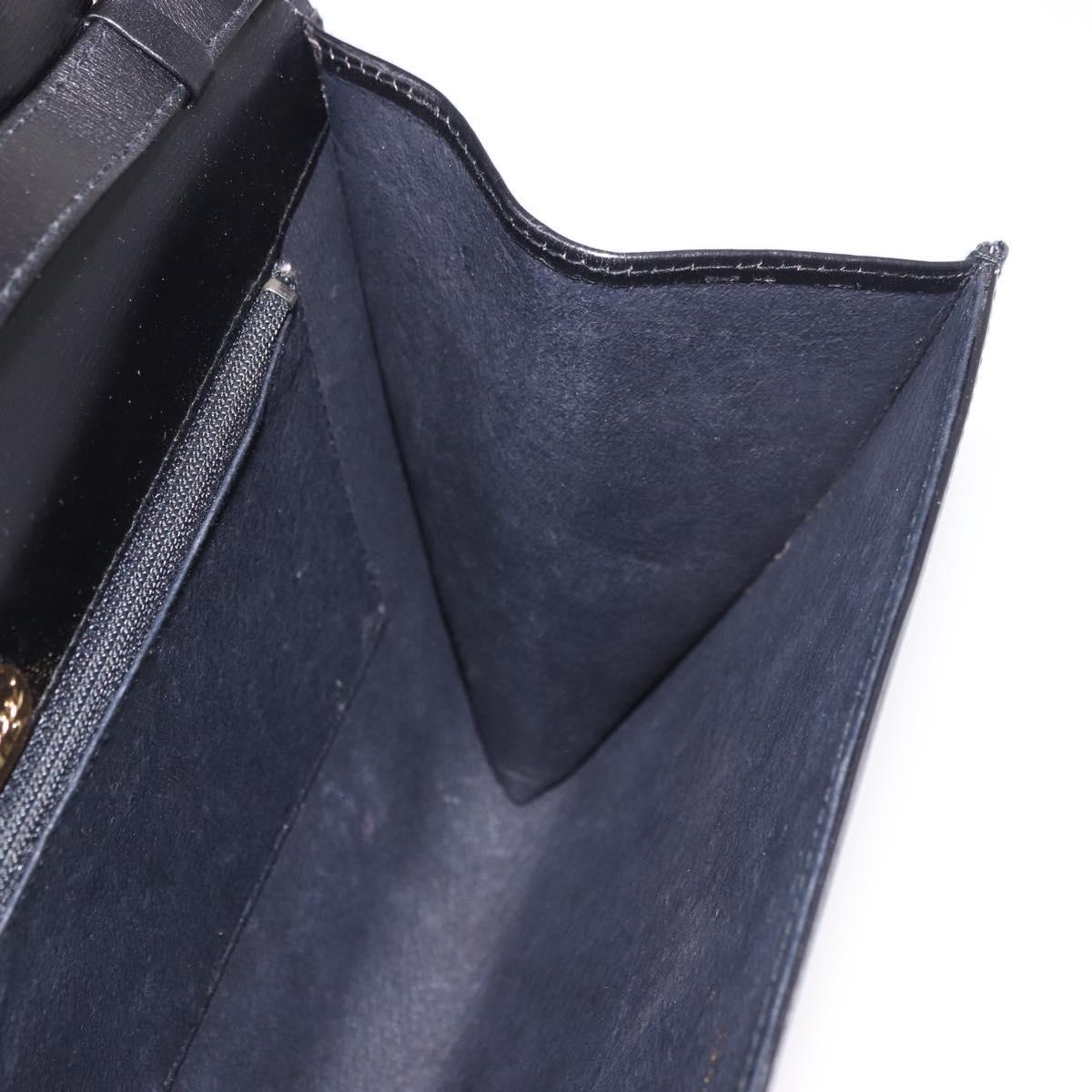 GUCCI Shoulder Bag Leather Black Gold Auth 187368