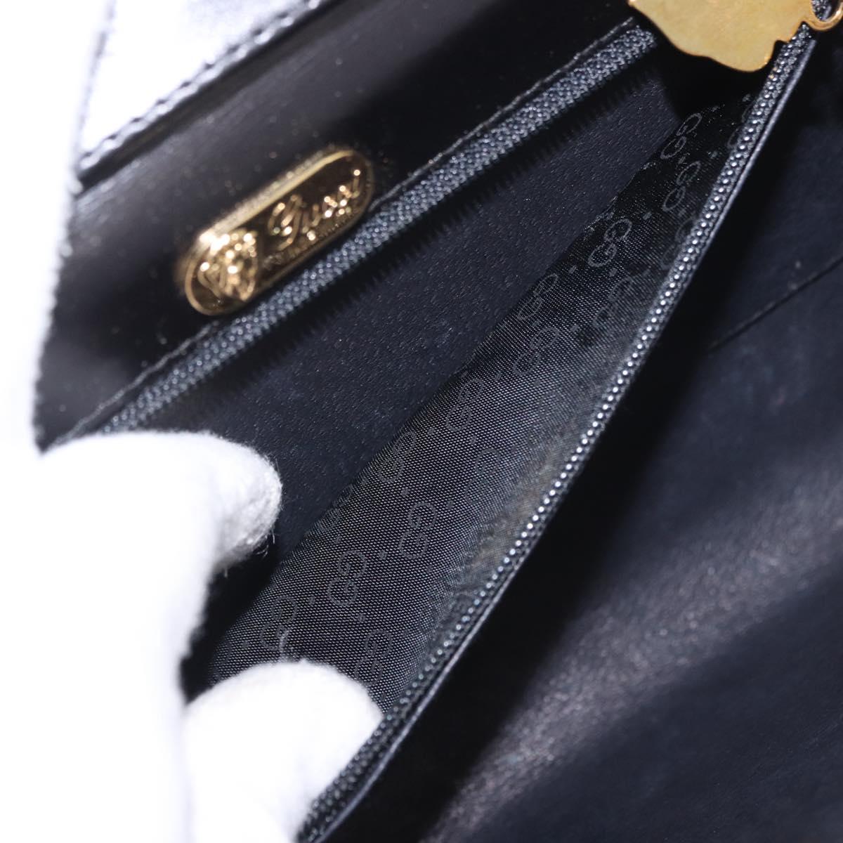 GUCCI Shoulder Bag Leather Black Gold Auth 187368