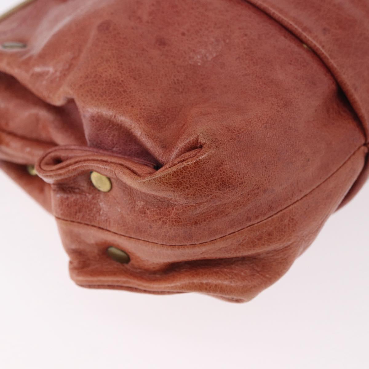 Chloe Shoulder Bag Leather Pink Gold Auth 187369