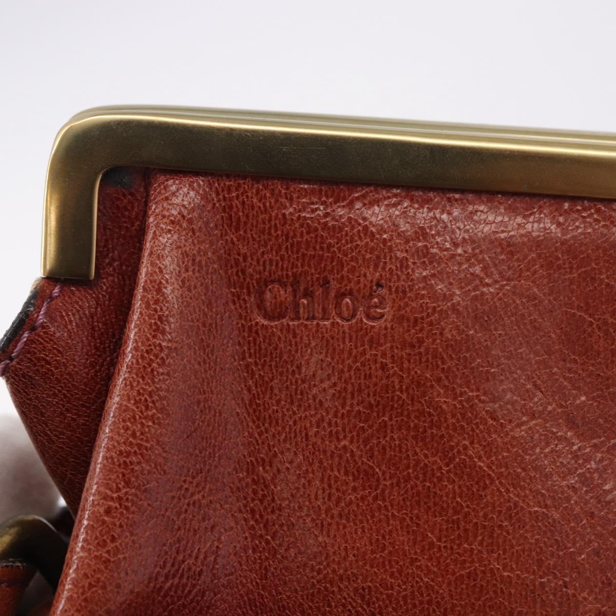 Chloe Shoulder Bag Leather Pink Gold Auth 187369