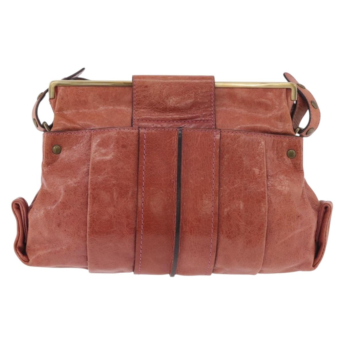 Chloe Shoulder Bag Leather Pink Gold Auth 187369