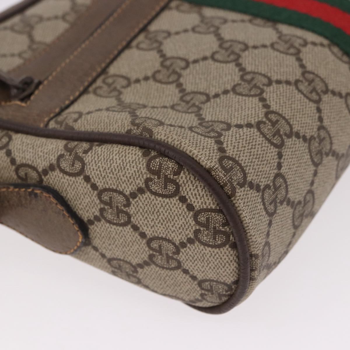 GUCCI GG Supreme Web Sherry Line Bag PVC Beige Gold 904 02 004 Auth 187372