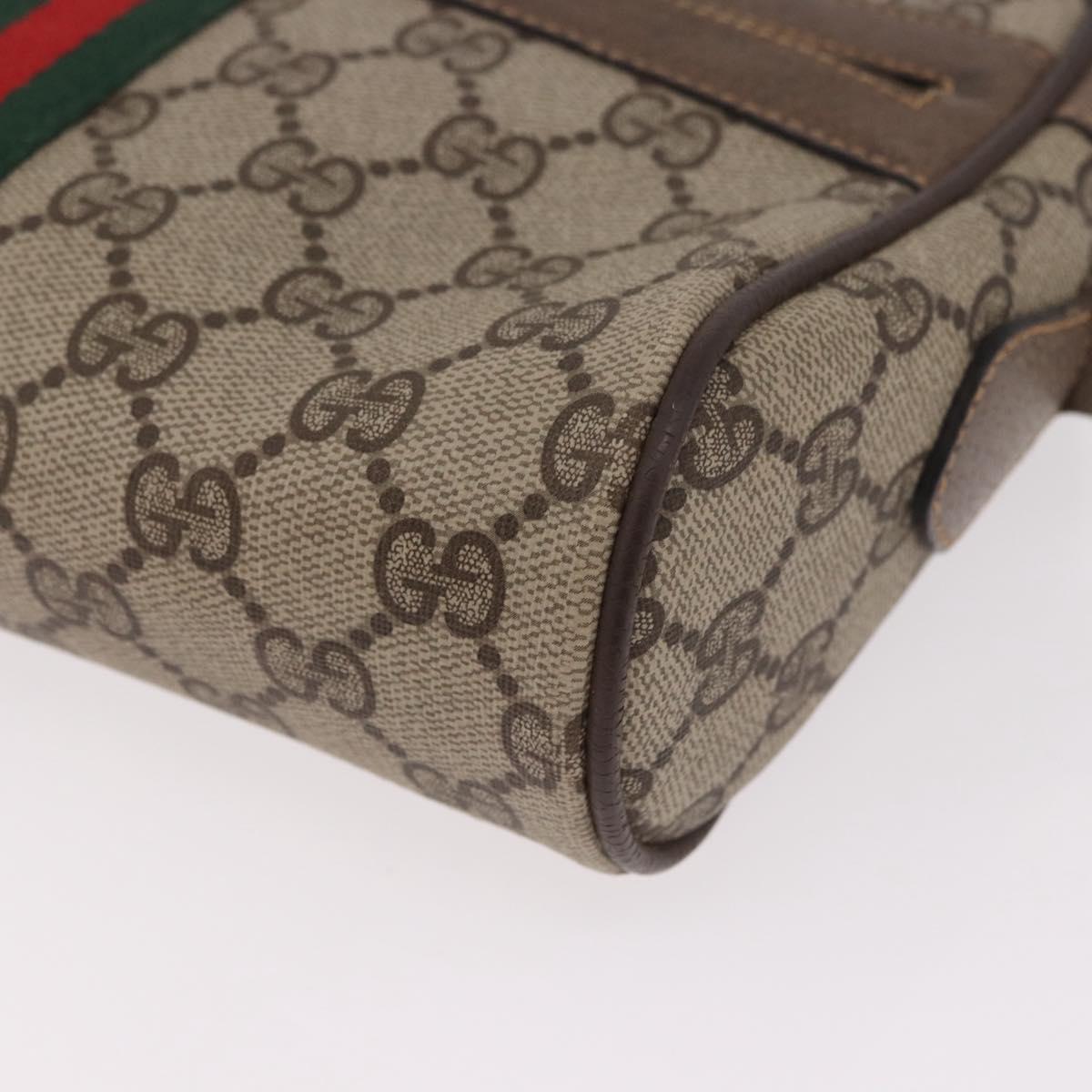 GUCCI GG Supreme Web Sherry Line Bag PVC Beige Gold 904 02 004 Auth 187372