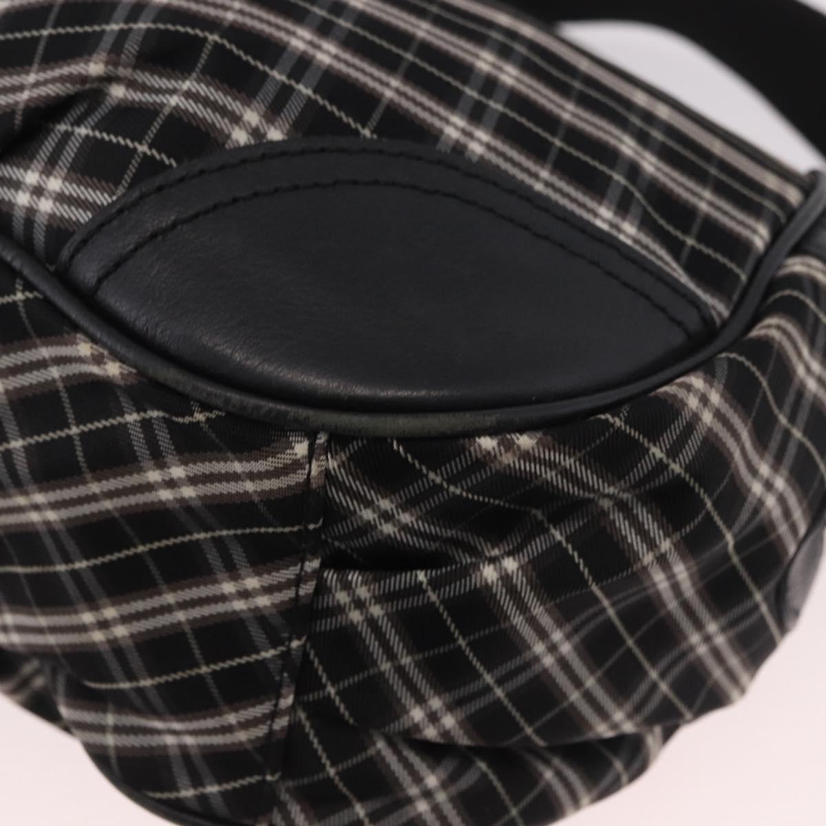 BURBERRY Nova Check Blue Label Hand Bag Canvas 2way Black Gold Auth 187373