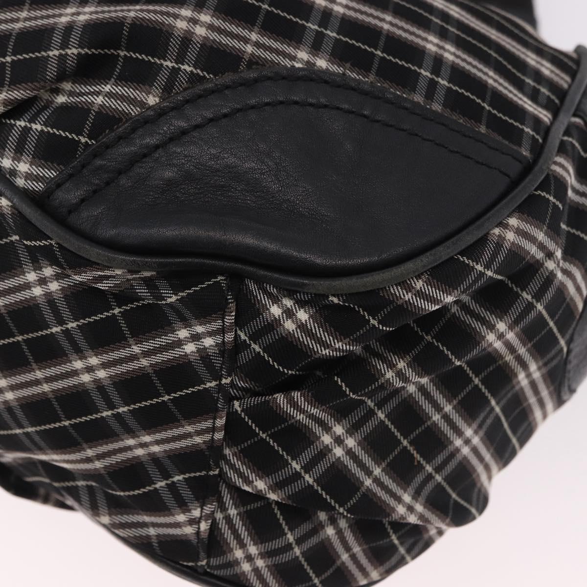 BURBERRY Nova Check Blue Label Hand Bag Canvas 2way Black Gold Auth 187373