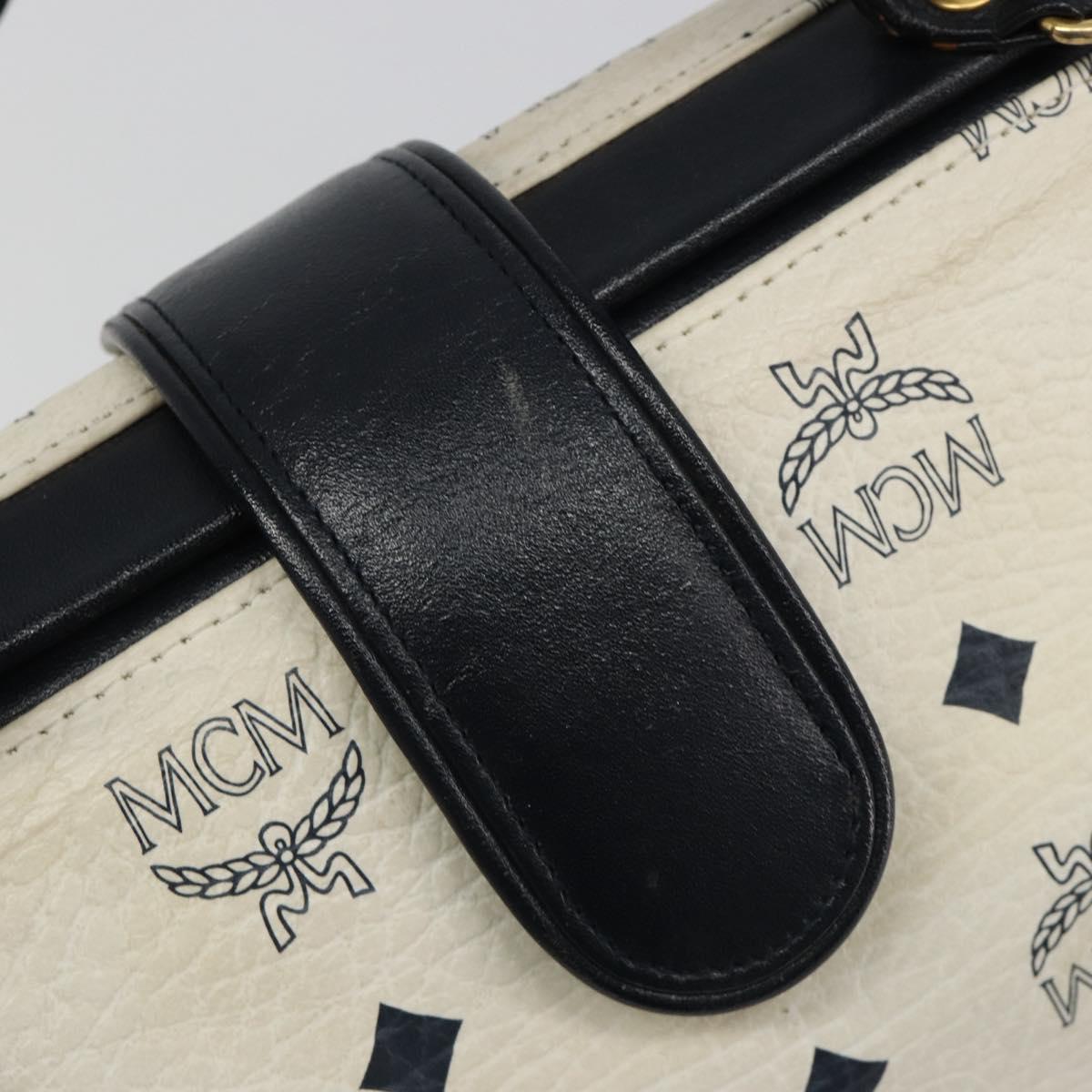 MCM Vicetos Logogram Hand Bag PVC Leather White Gold Auth 187374