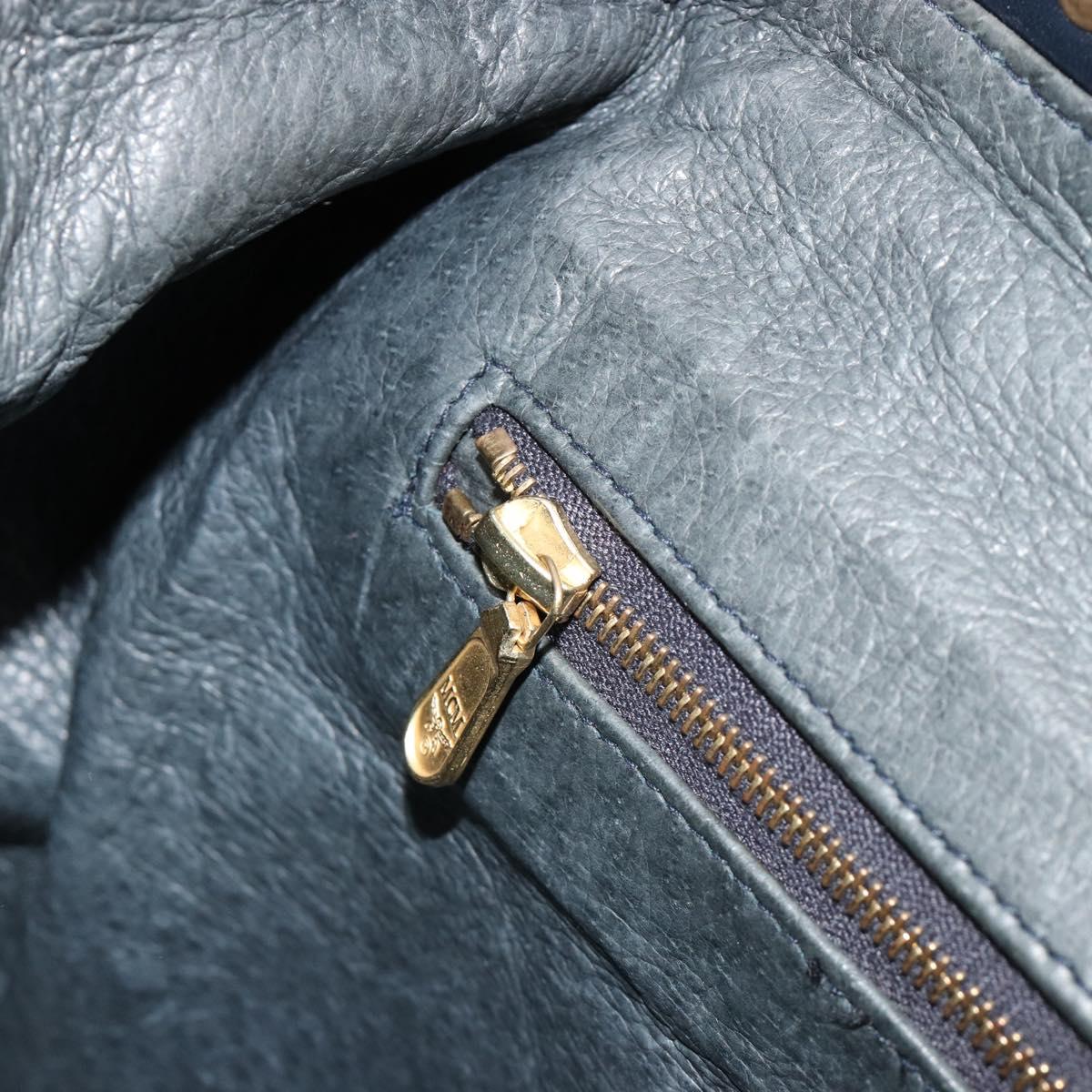 MCM Vicetos Logogram Hand Bag PVC Leather White Gold Auth 187374