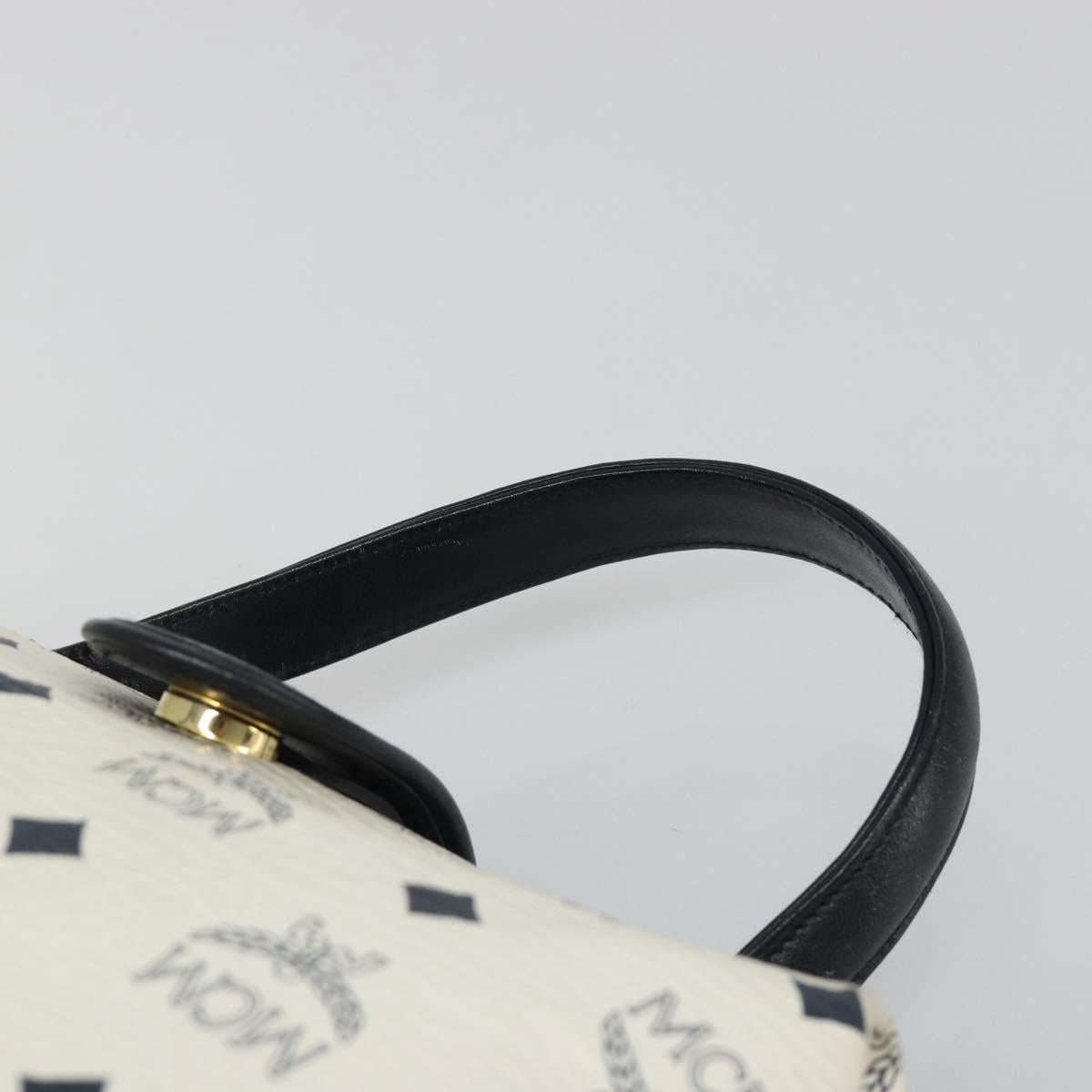 MCM Vicetos Logogram Hand Bag PVC Leather White Gold Auth 187374