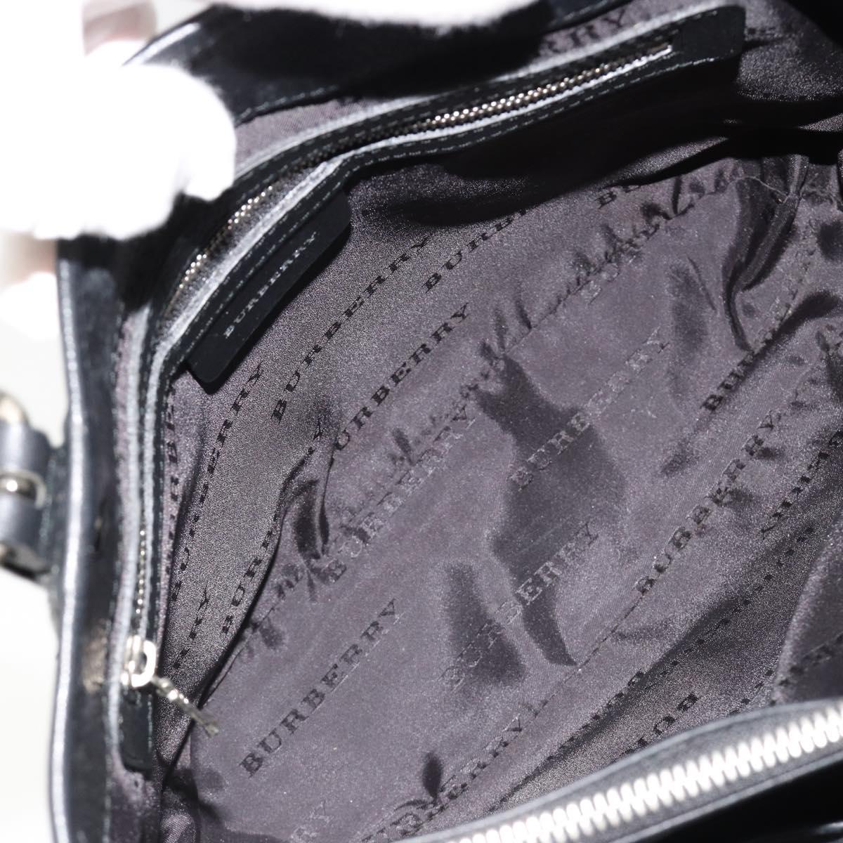 BURBERRY Nova Check Hand Bag Nylon Beige Black Silver Auth 187375A