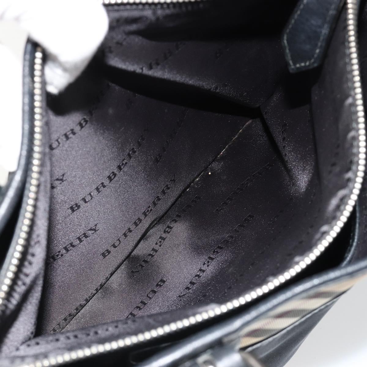 BURBERRY Nova Check Hand Bag Nylon Beige Black Silver Auth 187375A
