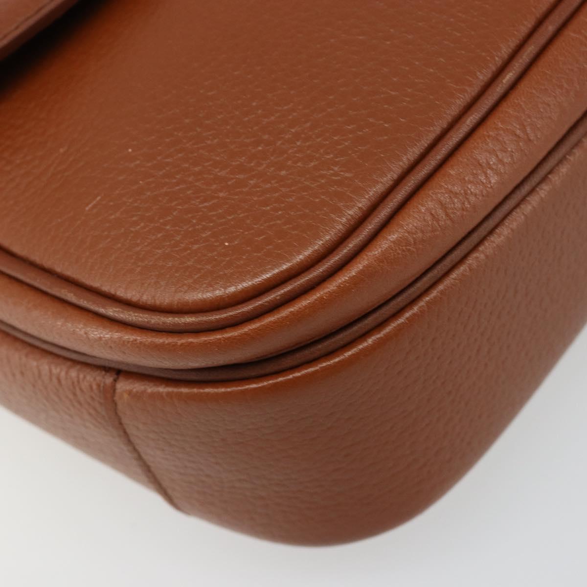 Burberrys Shoulder Bag Leather Brown Gold Auth 187376