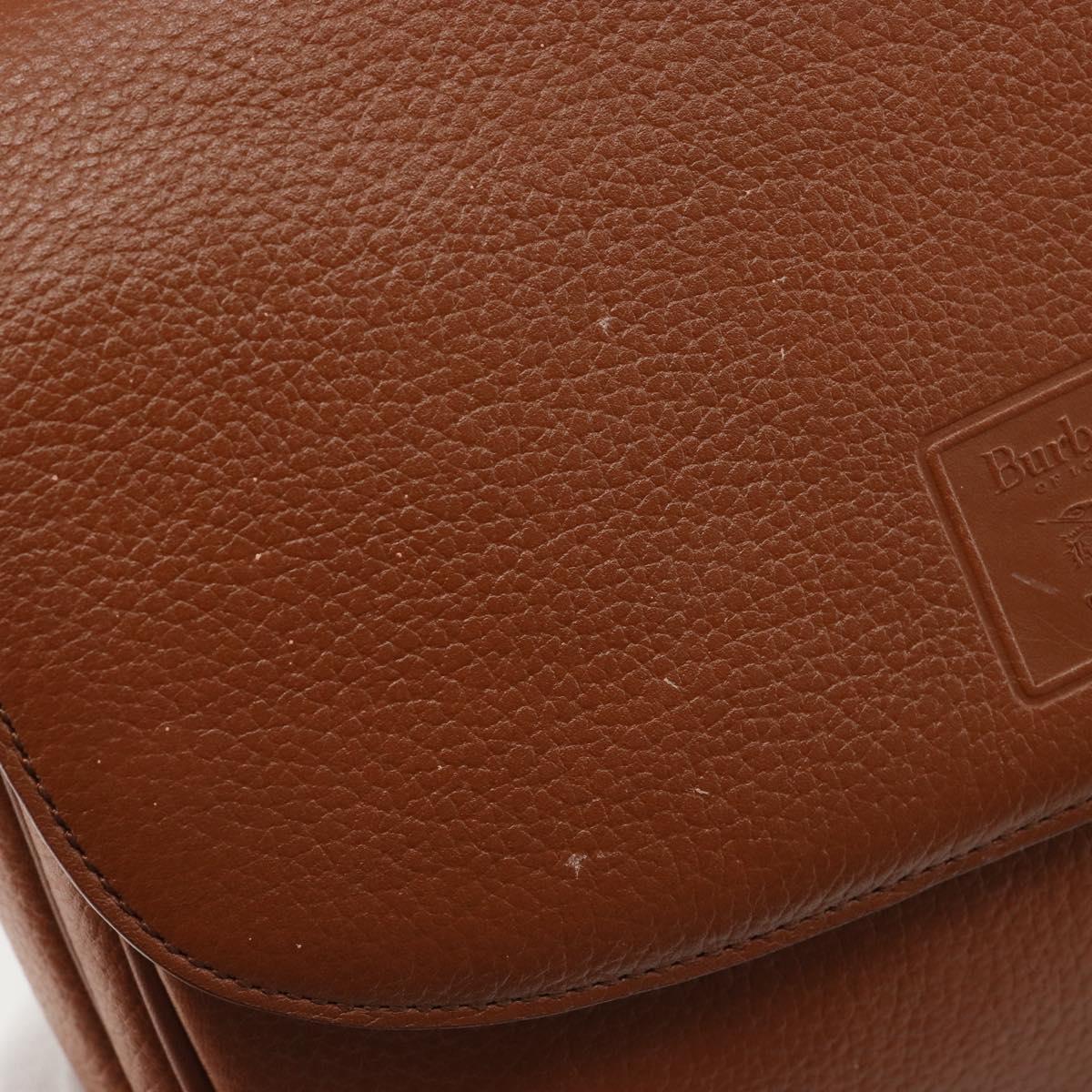 Burberrys Shoulder Bag Leather Brown Gold Auth 187376