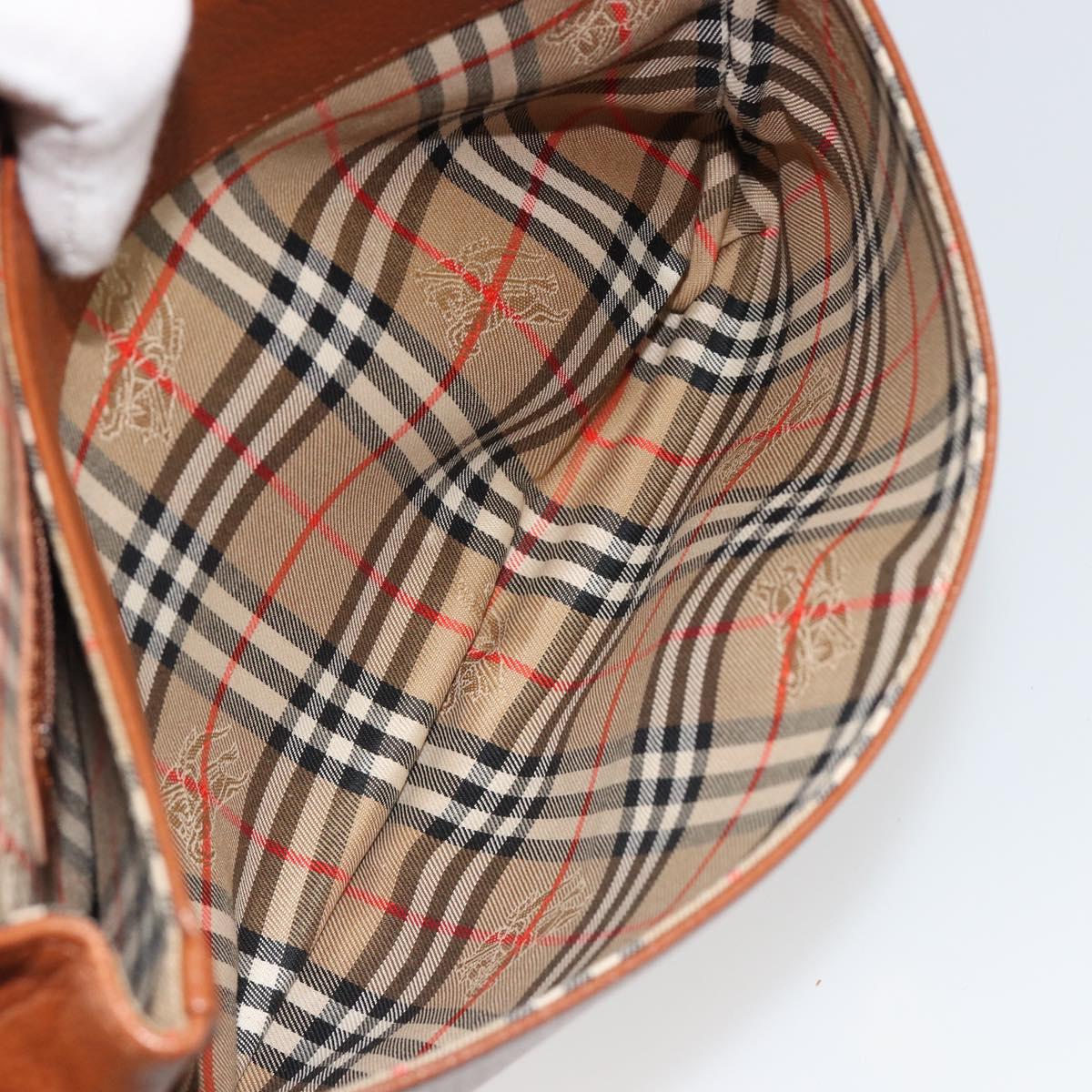 Burberrys Shoulder Bag Leather Brown Gold Auth 187376