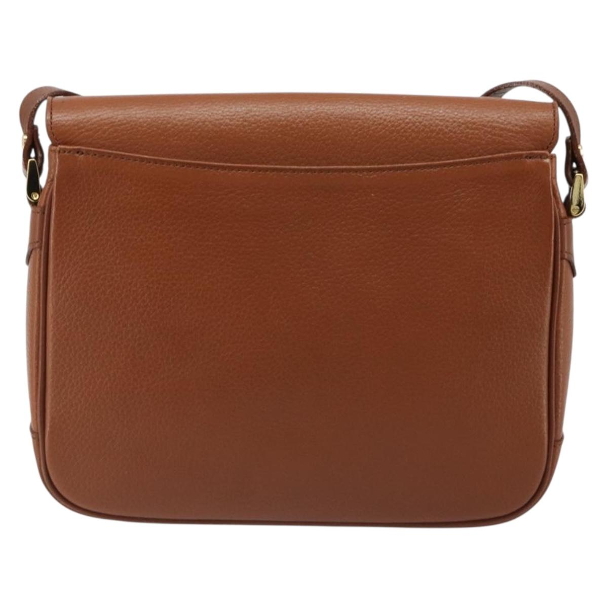 Burberrys Shoulder Bag Leather Brown Gold Auth 187376