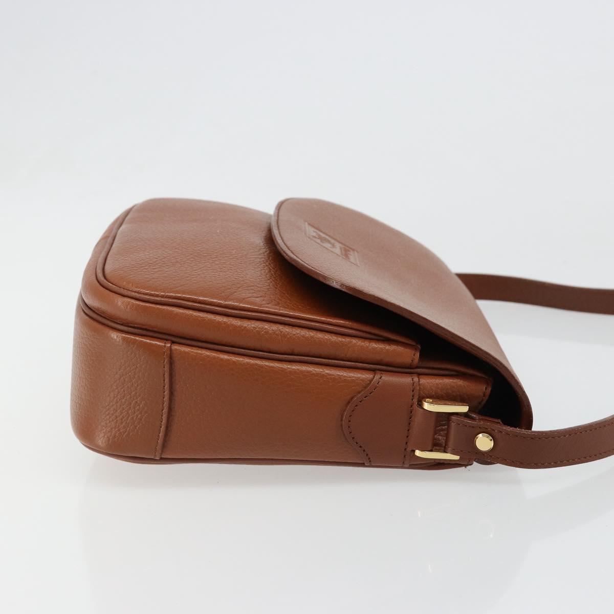 Burberrys Shoulder Bag Leather Brown Gold Auth 187376
